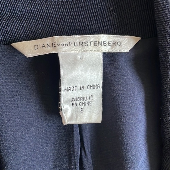 diane Von Furstenberg Long Wool Blend Double Ante Blazer Size 2 - Picture 5 of 12